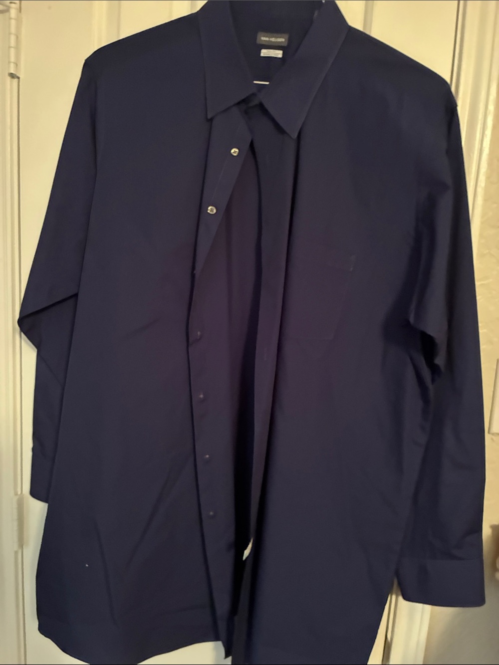 Van Heusen Navy Blue Men's Dress Shirt - Long Sleeve Button-Up